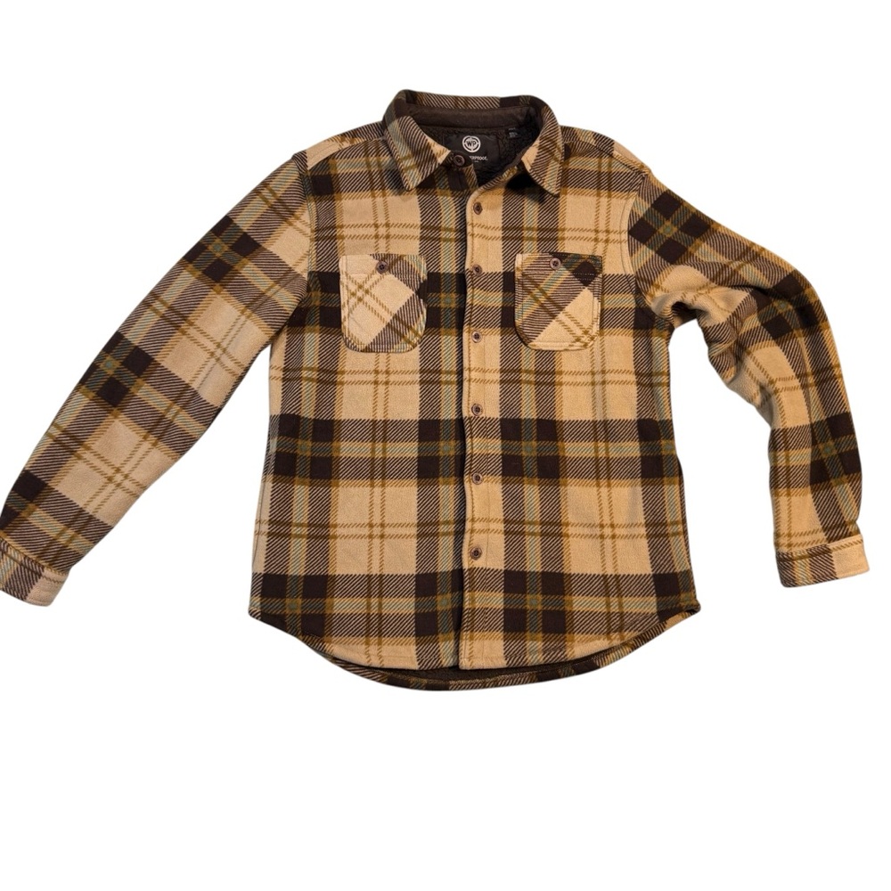 Weatherproof Brown Sherpa-Lined Work Shirt Button Down Medium Shirt Jacket